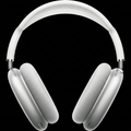 Silver over-ear headphones on a black background